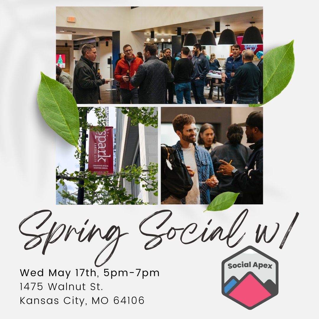 sparkkansascity's tweet photo. Spark KC is opening up the member happy hour to the local #entrepreneurial ecosystem for a Spring Social, presented by Spark Coworking &amp; Social Apex! @SocialApexMedia 

*Registration is required*
https://t.co/L98TsPm6X0 https://t.co/jVoSnzE8xE
