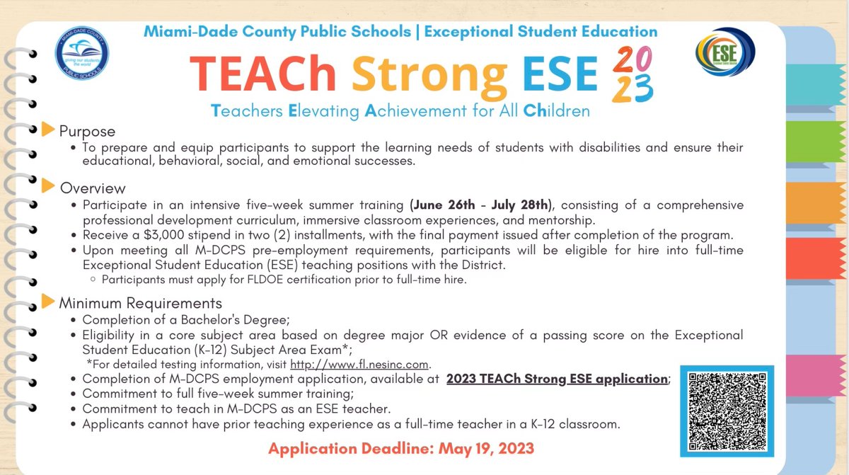 M-DCPS Department of ESE (@officeofese) on Twitter photo Looking to become an ESE teacher <a href="/MDCPS/">Miami-Dade Schools</a>? Join us for a summer preparatory experience like no other! To apply, visit platform.teachermatch.org/applyteacherjo… <a href="/SuptDotres/">Jose L. Dotres, Ed.D.</a> <a href="/LDIAZ_CAO/">Lourdes Diaz</a> <a href="/AngieTorresDade/">Angie Torres</a> <a href="/talulahann/">Natalie Ann Tappert</a> @MErcilla @mdcpsteach Looking to become an ESE teacher <a href="/MDCPS/">Miami-Dade Schools</a>? Join us for a summer preparatory experience like no other! To apply, visit platform.teachermatch.org/applyteacherjo… <a href="/SuptDotres/">Jose L. Dotres, Ed.D.</a> <a href="/LDIAZ_CAO/">Lourdes Diaz</a> <a href="/AngieTorresDade/">Angie Torres</a> <a href="/talulahann/">Natalie Ann Tappert</a> @MErcilla @mdcpsteach