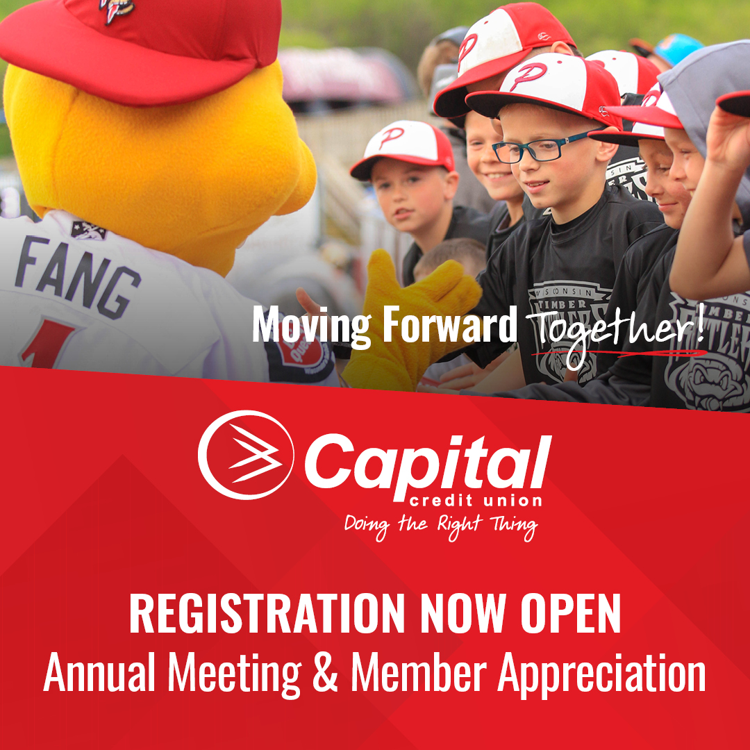 Registration is now open for our 2023 Annual Meeting &amp; Member Appreciation Event! Come for the meeting and stay for the game as the Wisconsin Timber Rattlers host the Green Bay Rockers vs. the Fond Du Lac Dock Spiders. ⚾

For more information, visit: capitalcu.com/2023-annual-me…