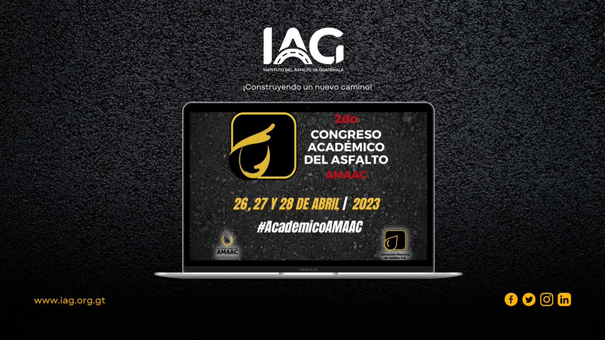 IAG_Guatemala's tweet image. El día de hoy ha iniciado el 2do Congreso Académico del Asfalto impulsado por la @AMAACmx  

Te invitamos a seguir la transmisión en vivo:
itafec.com.mx/eventos/academ…...

¡Construyendo un nuevo camino!

#amaac #AcademicoAmaac #congresodeasfalto
#institutodelasfaltodeguatemala #IAG