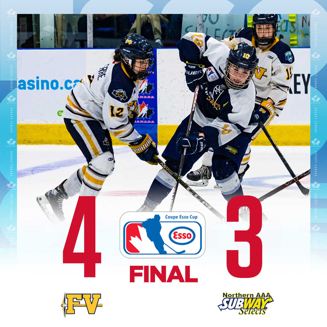 HockeyCanada's tweet photo. GAME OVER! The @FVRush_aaa come back and score three goals in the 3rd to beat the @SubwaySelects.

MATCH FINI! Le @FVRush_aaa complète la remontée et l’emporte contre les @SubwaySelects.

📊 https://t.co/gv81RfgCaM
📊 https://t.co/wznH0BAisz 

#EssoCup | #CoupeEsso | @ImperialOil https://t.co/AkVAvJStn5