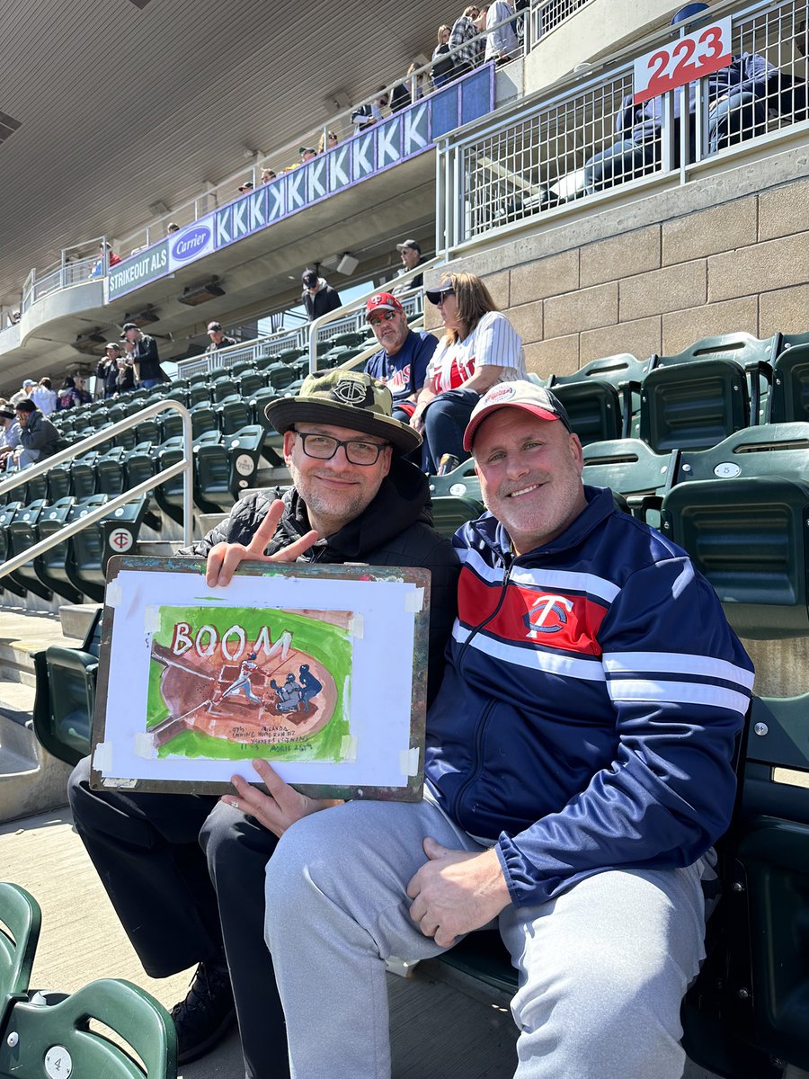 Checked two things off the bucket list. Front row of the <a href="/RollingStones/">The Rolling Stones</a> and meeting my favorite sports artist <a href="/KickliySPORTS/">KickliySPORTS</a> at the Twins game today. #greatconversation