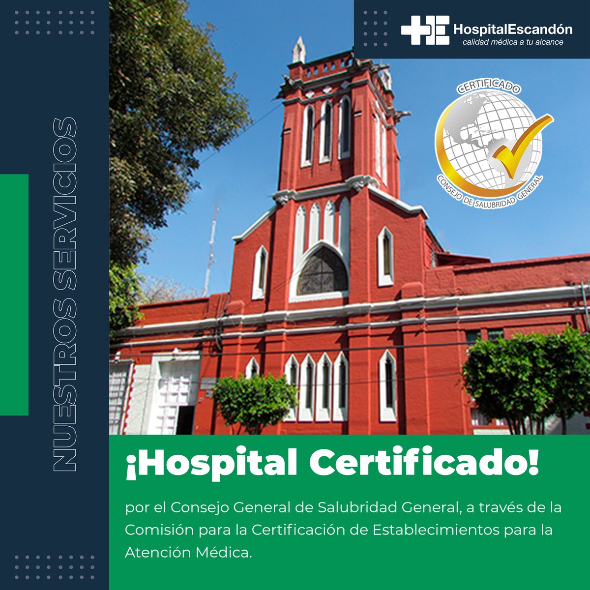 HospiEscandon's tweet photo. Con mucho orgullo les compartimos que logramos la certificación del Hospital Escandón ‼ 💙💚 Nuestro compromiso es seguir ofreciendo servicios de salud de calidad a precios accesibles. #SomoHE #lologramos https://t.co/5Z2mKp0ahE
