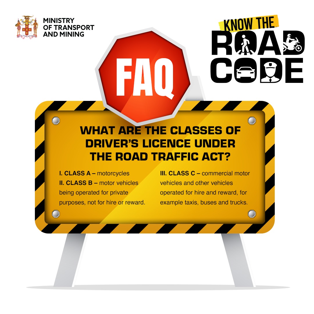 Know your class, stay safe on the road! Understanding the different types of motor vehicle licenses can help you drive safely and legally. Class A for motorcycles, Class B for private motor vehicles, and Class C for commercial vehicles like taxis, buses, and trucks. 

#RoadSafety