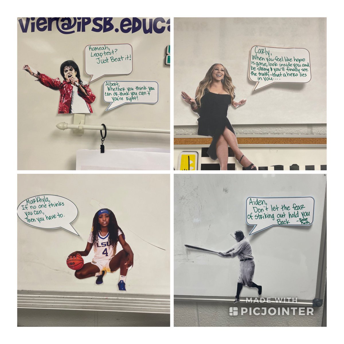 OlivierMallory's tweet photo. Room 18 had special visitors this morning to help cheer on my kids and to put some color on the walls! #LEAP #shinebrightmsawknight #ipsbproud #actforimpact @Flaujae #statetesting https://t.co/obZMCtbCXn