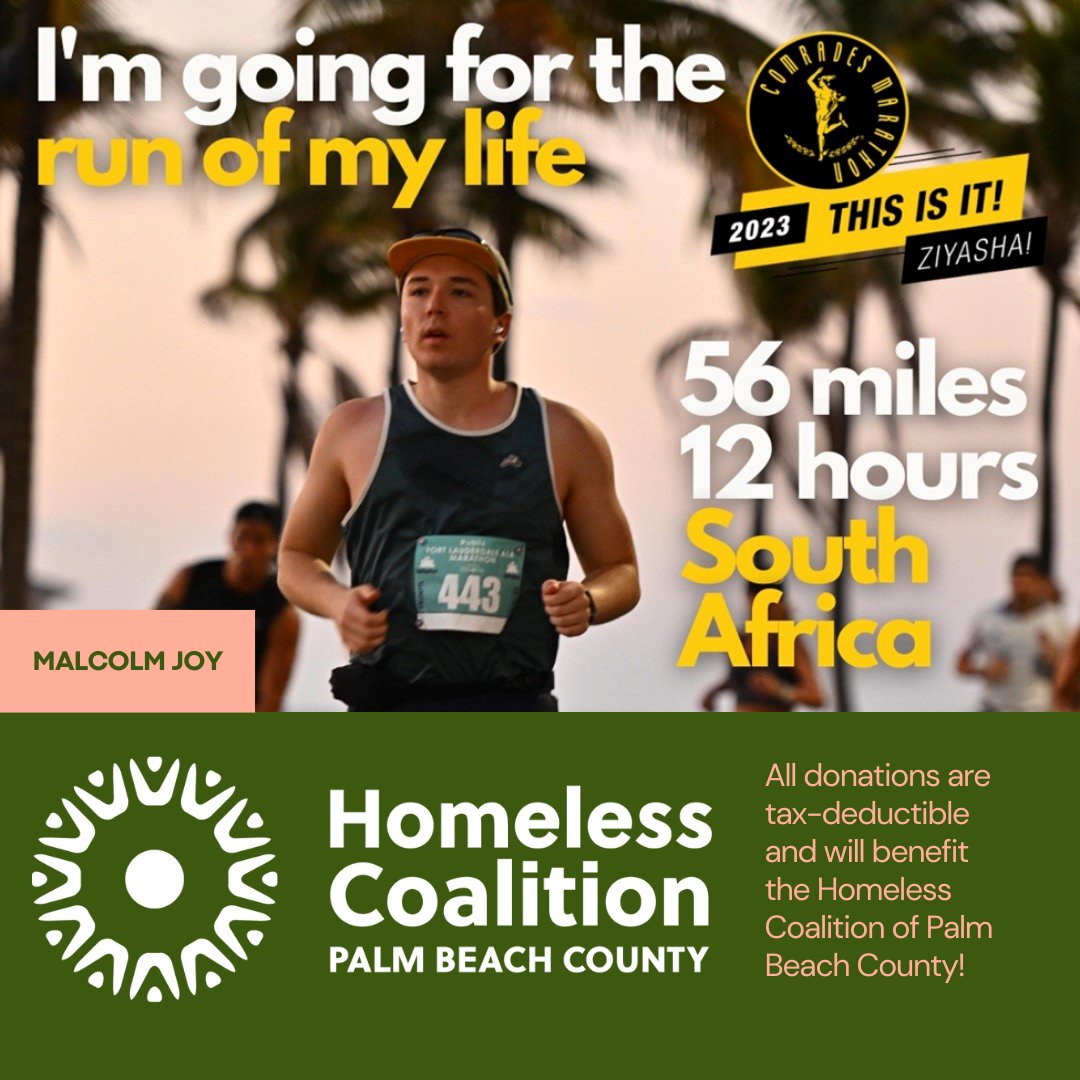 He's almost there! Help Malcolm Joy cross the finish line to $10K. He is only $2,120 away from his goal! All of your tax-deductible donations come directly to us. 

Click here to make a donation today:
gofundme.com/f/run4homeless