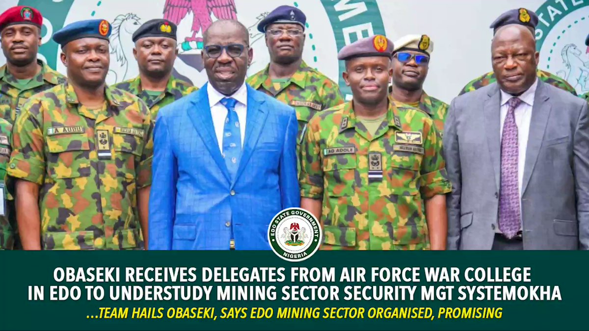 I was excited by the choice of the team of the Nigerian Air Force War College to visit Edo to understudy the state’s mining sector security management system, in validation of our mining sector as the third most active in the country.