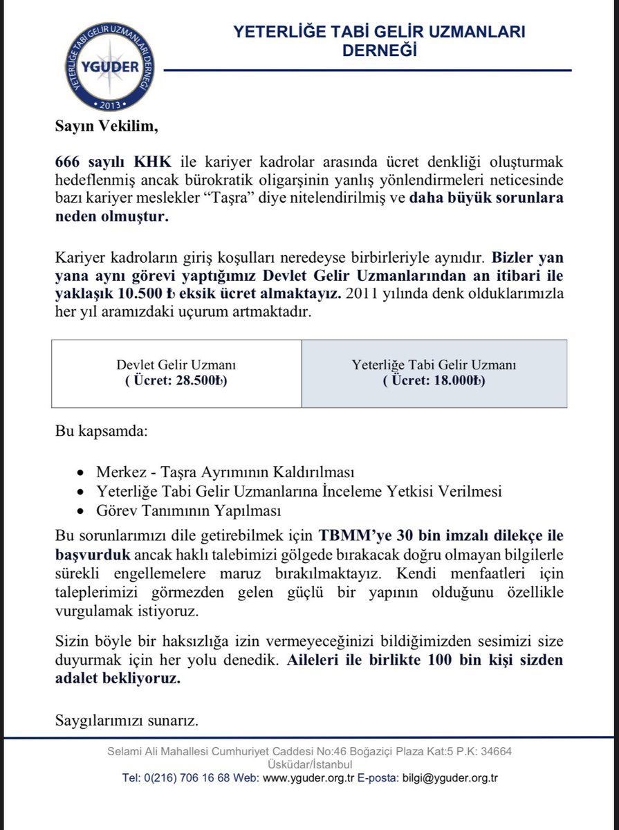 666 sayılı KHK ile ortaya çıkan Merkez Taşra ayrımı nedeniyle Yeterlikli Gelir Uzmanı ile Devlet Gelir Uzmanı arasında oluşan en az on bin Bin TL yi geçen maaş farkı  giderilecek mi?  #YeterliğeTabiUzmanaSöz
<a href="/kilicdarogluk/">Kemal Kılıçdaroğlu</a> <a href="/meral_aksener/">Meral Akşener</a> <a href="/T_Karamollaoglu/">Temel Karamollaoğlu</a> <a href="/eczozgurozel/">Özgür Özel</a>