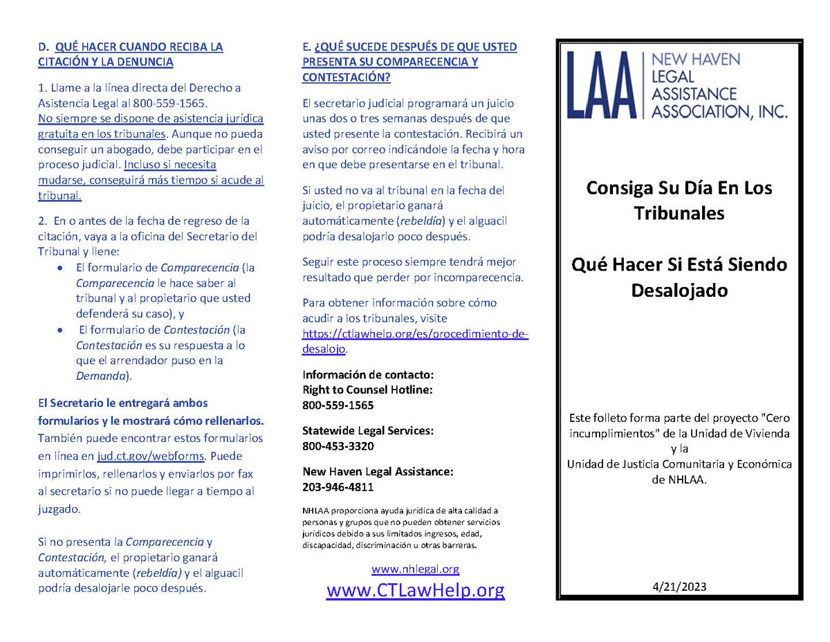 EvictionHelpCT's tweet photo. The Zero Default pamphlet is also available in Spanish. https://t.co/mBaWg3e5ux