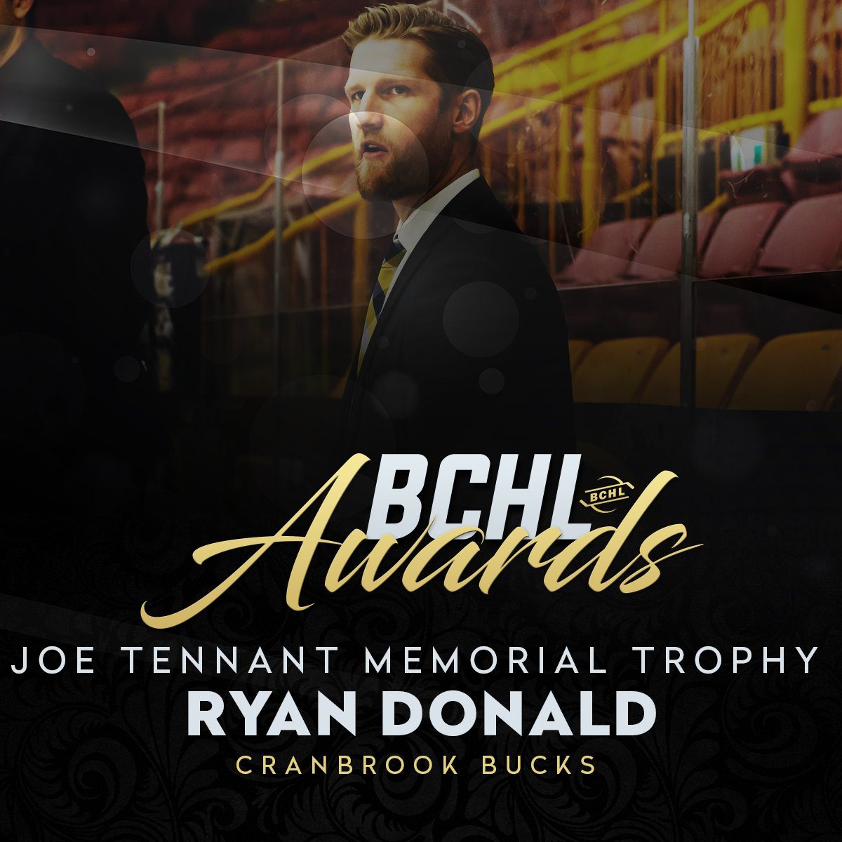This year's winner of the Joe Tennant Memorial Trophy for Coach of the Year is Cranbrook Bucks head coach and GM Ryan Donald!

Donald led the Bucks to a 76-point year and second place in the Interior Conference in just their second full season as a BCHL franchise.