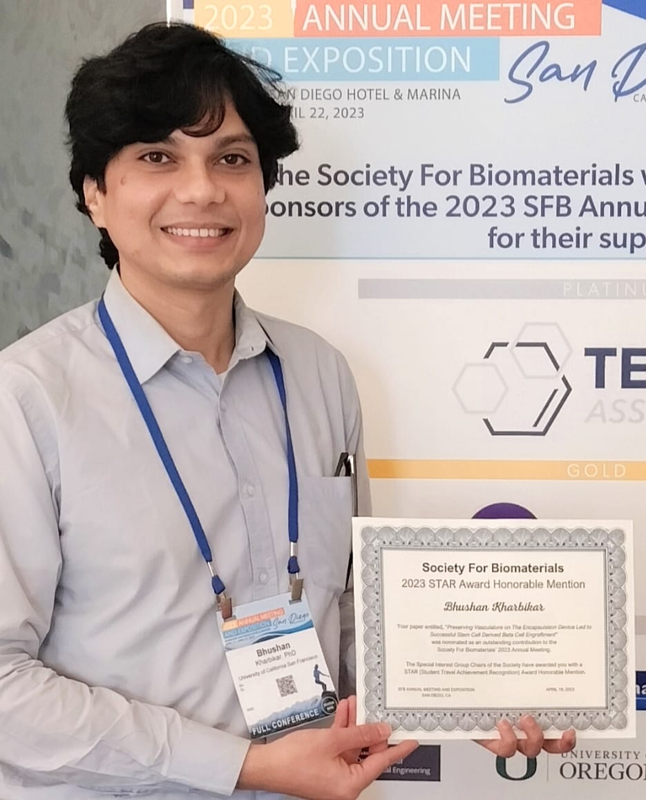 Our biomaterial engineering efforts toward finding the cure for T1Diabetes were nominated for outstanding scientific contribution @SFBiomaterials #SFB2023 and honored with SFB STAR Award honorable mention #sfb2023. Special thanks to @gauree_chendke who contributed equally, (1/n)