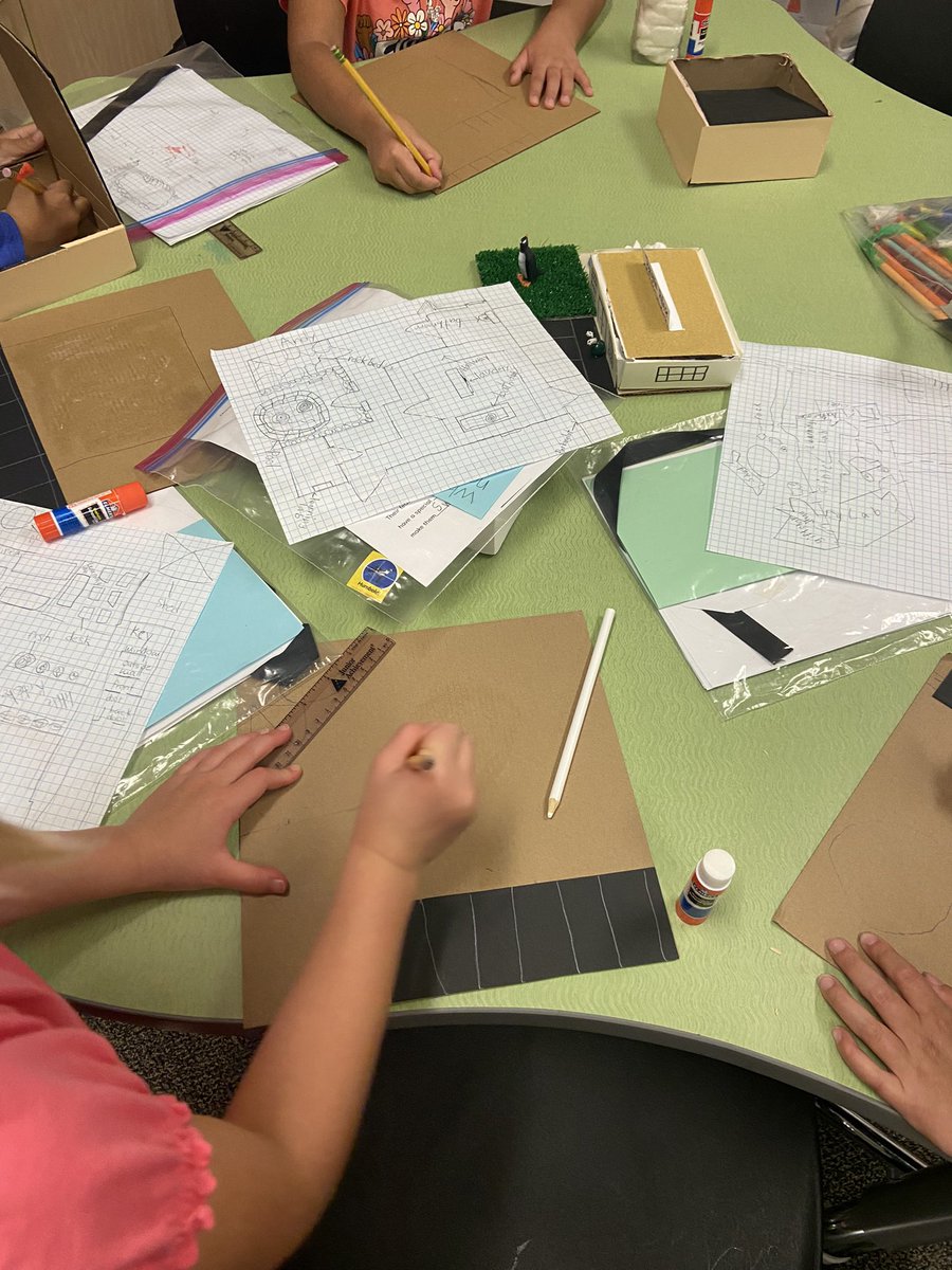 JennieCoop's tweet photo. These first grade QUESTers are little architects in the making as they plan their penguin sanctuary! Just look at those blueprints! @MJAkinElem https://t.co/g6U9QZuyo6