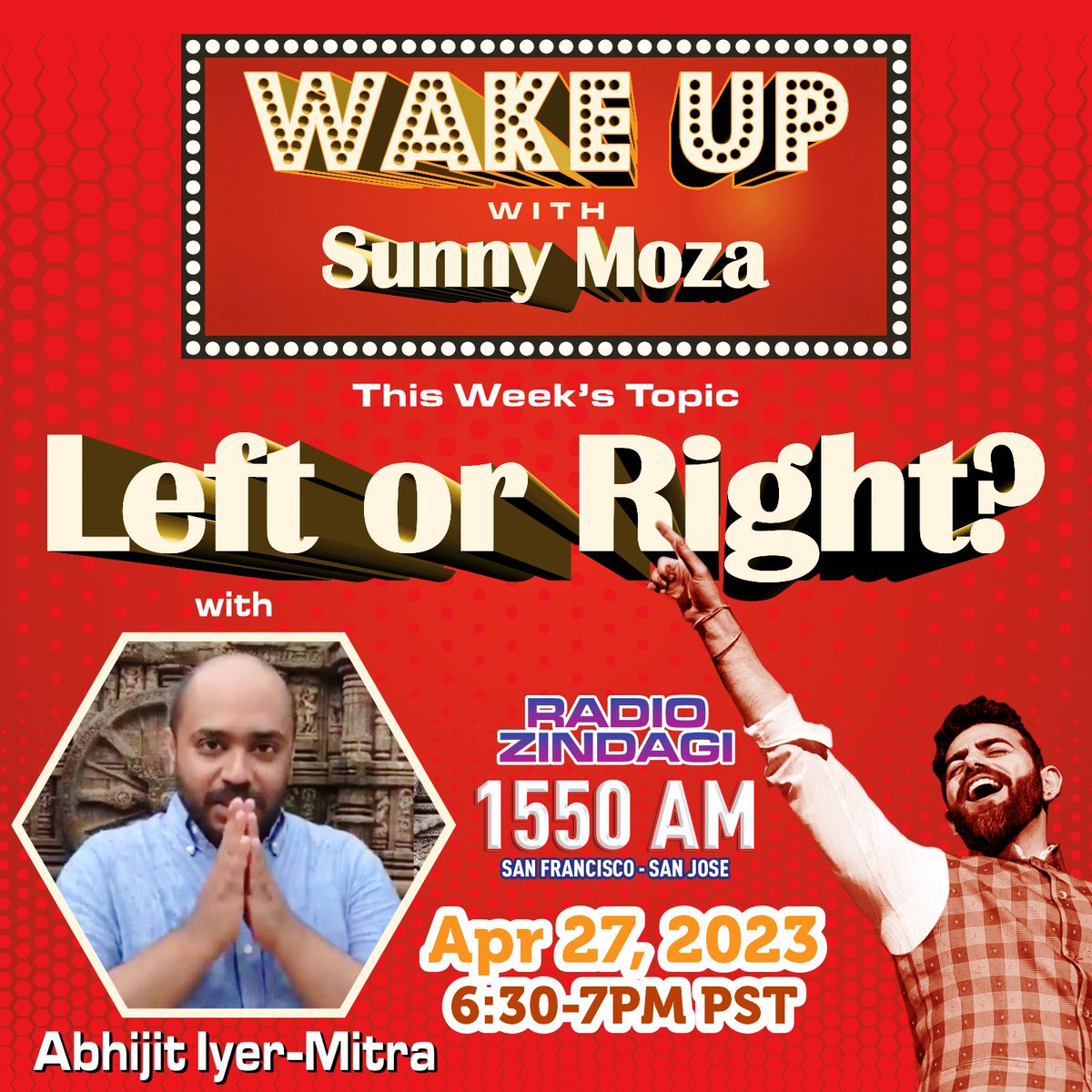 Listen to .@Iyervval on my show tomorrow.
#AbhijitIyerMitra #WakeUpWithSunnyMoza #RadioZindagi #DesiRadio