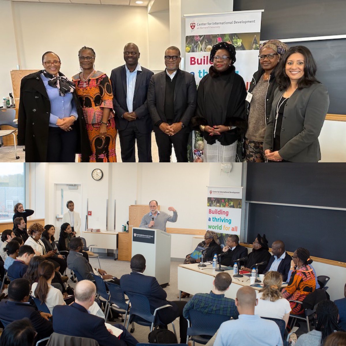 CID’s @GlobalFatema @ricardo_hausman host a panel discussion on economic growth in #Africa w/ current and/or former Finance Ministers from #Mozambique 🇲🇿 #TheGambia 🇬🇲 #Namibia 🇳🇦 #Lesotho 🇱🇸 #BurkinaFaso 🇧🇫