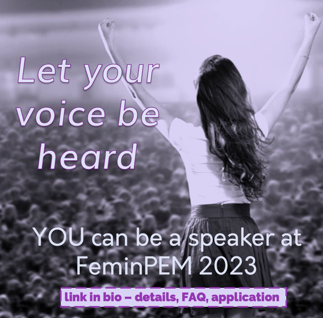 FemInEM (@feminemtweets) on Twitter photo 🩺💜🧑🏻⚕️👩🏽⚕️👩🏼⚕️💜🩺
Let your voice be heard!!!
Apply to be a speaker at #FeminPEM2023
✨Deadline has been extended to MAY 15 🌟
💜application link at Feminem.org💜
Questions?? Email feminpem@cchmc.org 🩺💜🧑🏻⚕️👩🏽⚕️👩🏼⚕️💜🩺
Let your voice be heard!!!
Apply to be a speaker at #FeminPEM2023
✨Deadline has been extended to MAY 15 🌟
💜application link at Feminem.org💜
Questions?? Email feminpem@cchmc.org