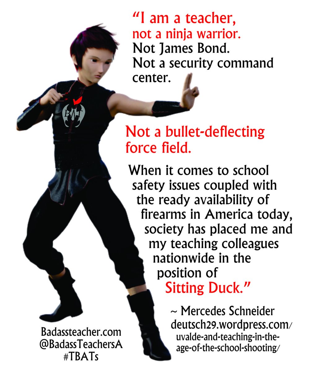 ColoradoBATsA (@coloradobatsa) on Twitter photo We are teachers, not ninja warriors. Schools should not become prisons surrounded by armed guards. Why punish us for the negligence of others. #ItsTheGuns #TBATs <a href="/AZBatsA/">Arizona Bats</a> <a href="/NewMexicoBATs/">NewMexicoBATs</a> <a href="/UtahBATs/">UtahBATs</a> <a href="/OregonBATs/">OregonBATs</a> <a href="/NVBats/">NVBATs</a> <a href="/WaBATs_/">Wa Badass Teachers A</a> <a href="/hawaiibats/">@HawaiiBATs</a> <a href="/IdahoBATs/">IdahoBATs</a> We are teachers, not ninja warriors. Schools should not become prisons surrounded by armed guards. Why punish us for the negligence of others. #ItsTheGuns #TBATs <a href="/AZBatsA/">Arizona Bats</a> <a href="/NewMexicoBATs/">NewMexicoBATs</a> <a href="/UtahBATs/">UtahBATs</a> <a href="/OregonBATs/">OregonBATs</a> <a href="/NVBats/">NVBATs</a> <a href="/WaBATs_/">Wa Badass Teachers A</a> <a href="/hawaiibats/">@HawaiiBATs</a> <a href="/IdahoBATs/">IdahoBATs</a>
