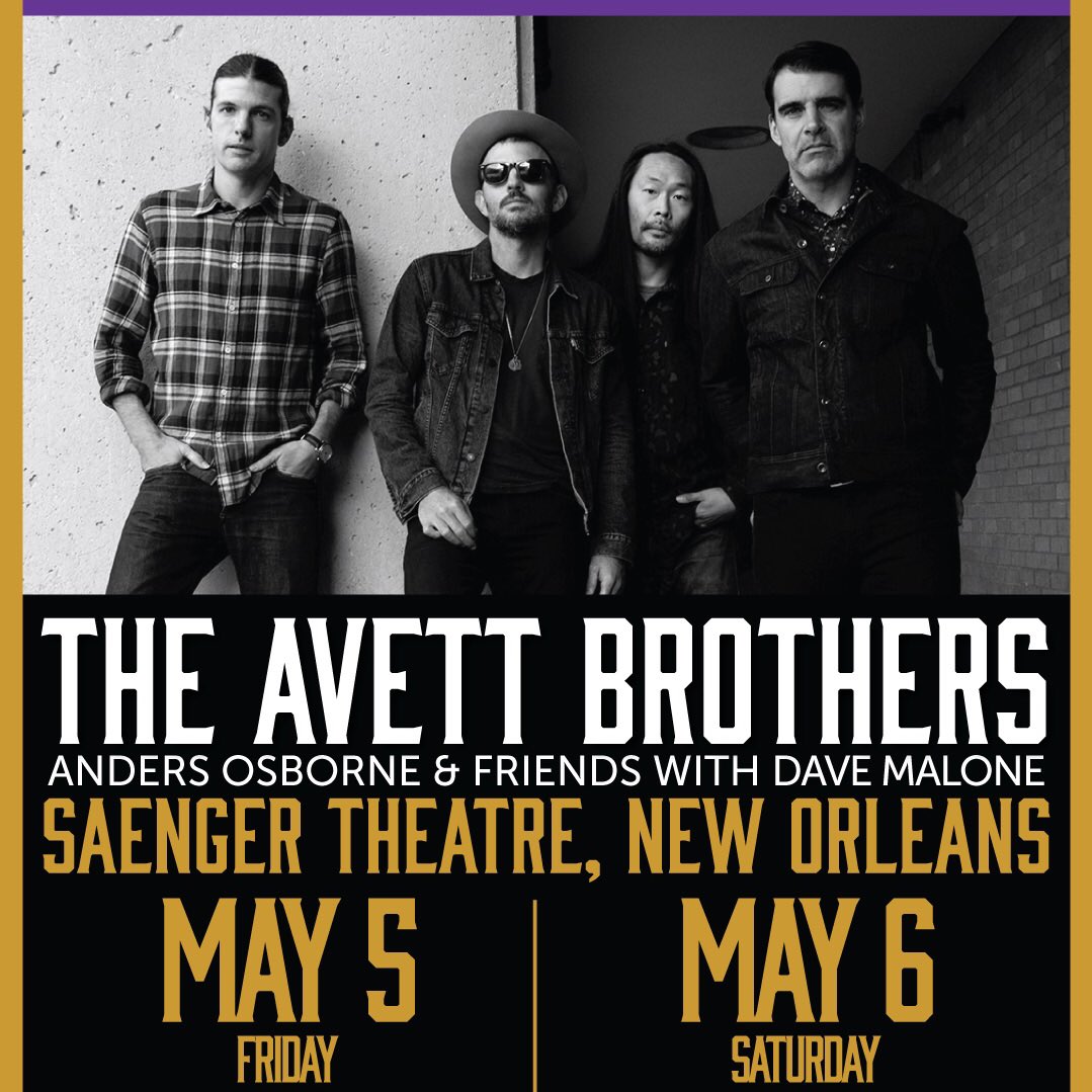 theavettbros's tweet photo. #NOLA! Do you have your tickets 🎟 for @SaengerNOLA yet? May 5 is SOLD OUT but great seats are available for May 6. Get them now at https://t.co/jEbQfccKoA #jazzfest #secondweekend https://t.co/h4ulTBaaUa
