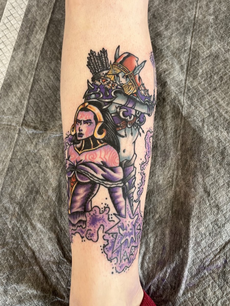 my sylvanas and liliana tattoo is finally finished! 🥰✨