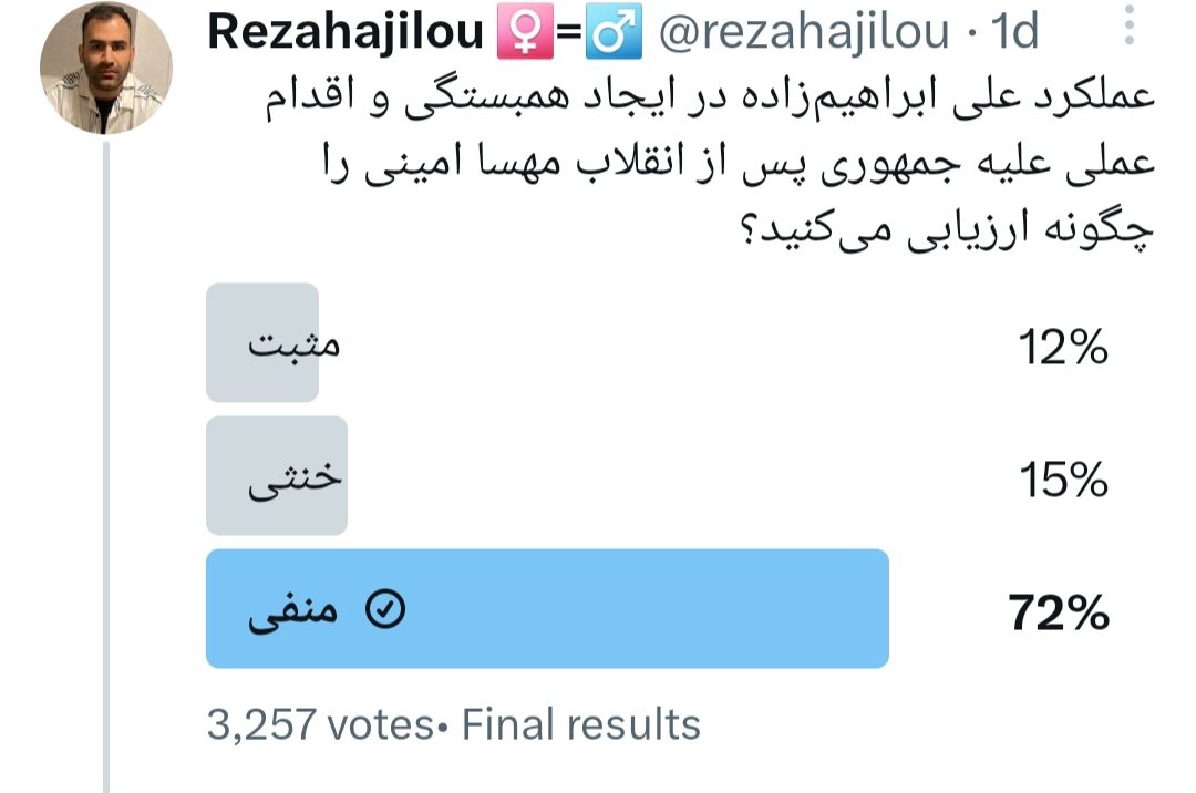 ArmanMasoudi's tweet photo. @AliEbrahimzade_ یعنی استبداد‌طلبها ۷۲٪ هستن؟؟ ای‌ بابا، بیچاره شدیم که! https://t.co/VrIVrKTQtx