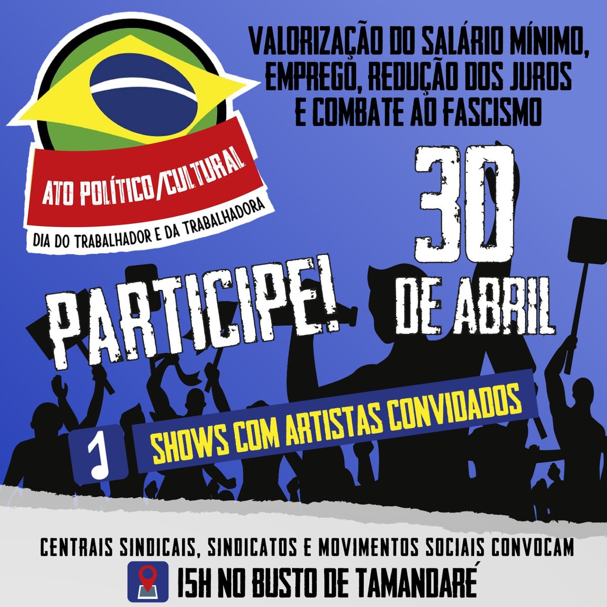 CUTPB's tweet photo. As centrais sindicais, CUT, CTB, CSPConlutas e Intersindical, que estão organizando o evento, apostam na força da cultura como forma de mobilizar a classe trabalhadora para o ato. https://t.co/q92C86N28e