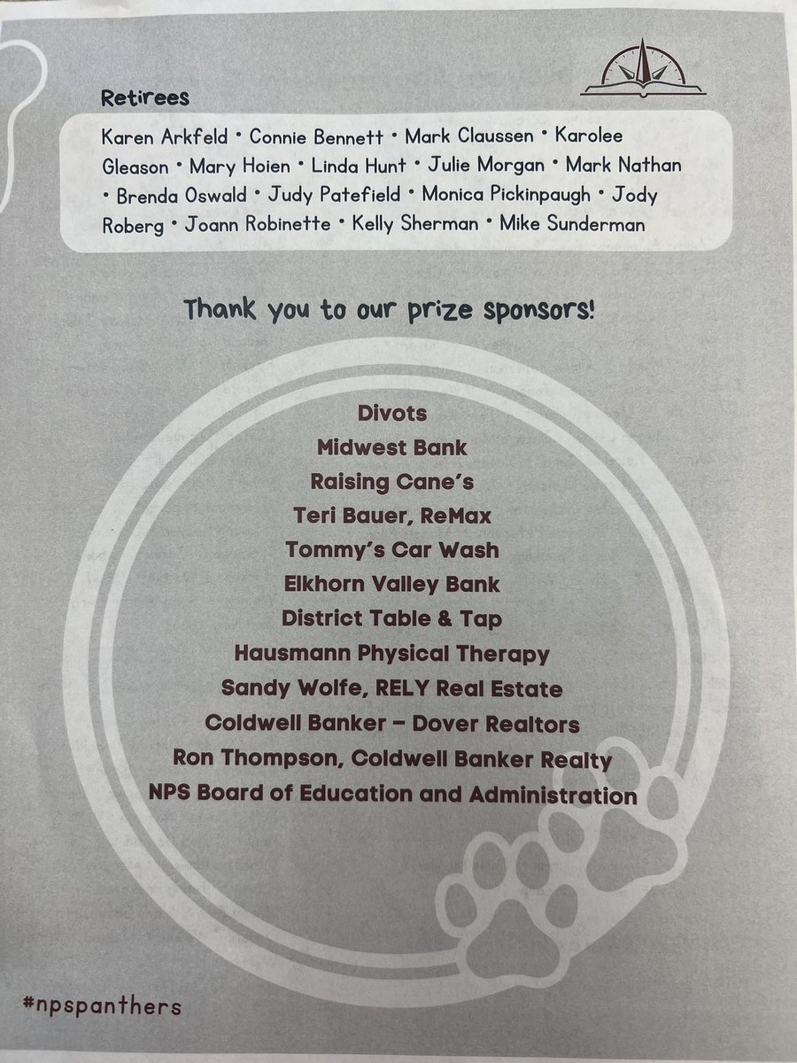 Congratulations to our 2023 Staff Recognition Winners and Thank You to our generous gift sponsors! #npspanthers