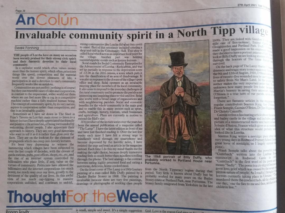 visitlorrha's tweet image. 😊 "𝐖𝐞𝐥𝐜𝐨𝐦𝐢𝐧𝐠, 𝐝𝐞𝐜𝐞𝐧𝐭 𝐩𝐞𝐨𝐩𝐥𝐞" 🟦⬜

Thanks to Derek Fanning of the @MidlandTrib for his wonderful column about Lorrha and the work of our local historians in this week's paper.

Make sure to pick up a copy and support local.

#Tipperary #Lorrha
