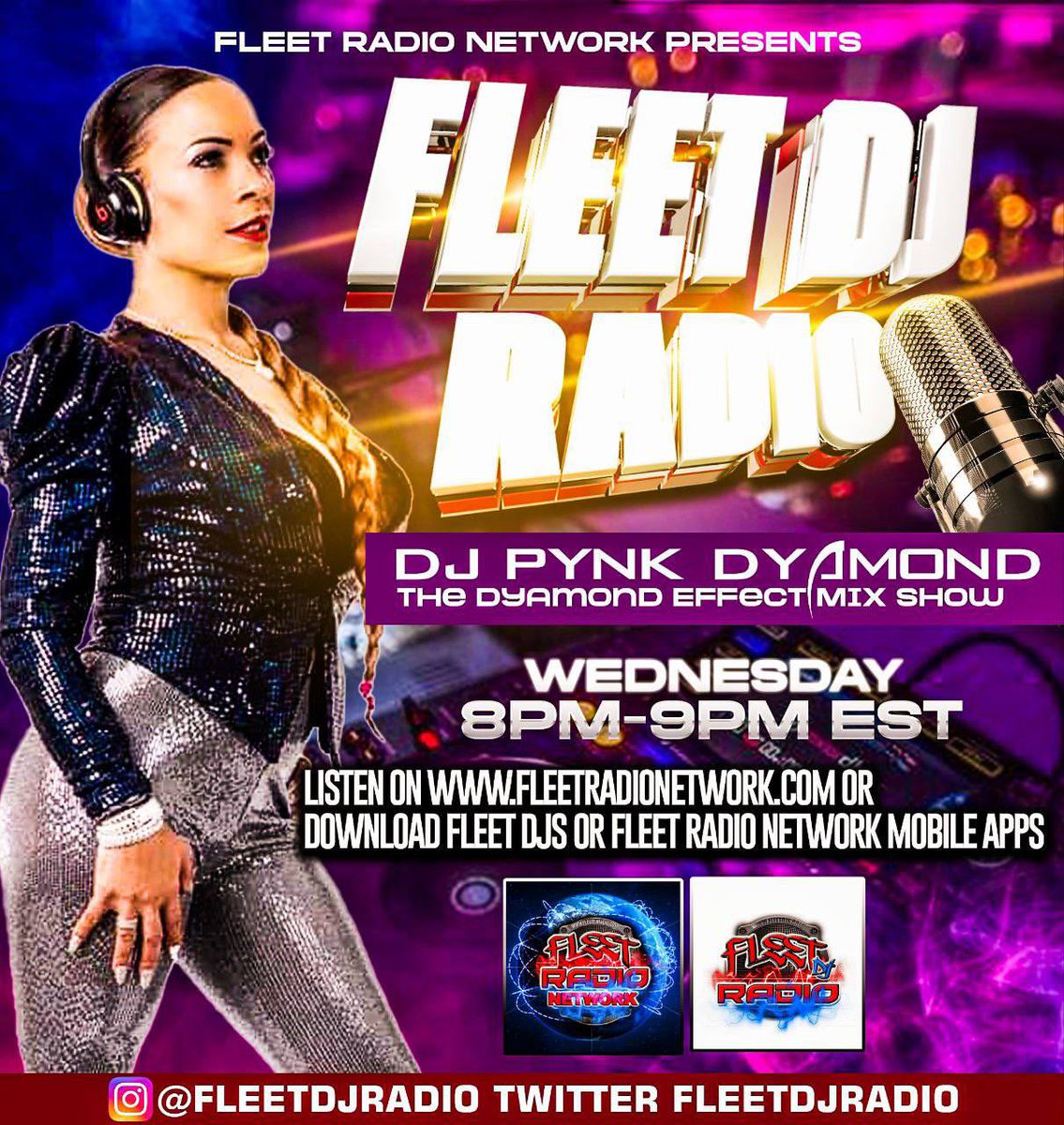 Wednesdays! @dcsmodel_djpynkdyamond tune in  and rock with her! 
FleetDjRadio <a href="/fleetdjradio/">FLEET DJ RADIO</a> <a href="/fleetdjs/">FLEET DJ'S</a>
8-9pm Eastern
FleetRadioNetwork.com
Tune in and listen to current HipHop and r&amp;b
The Dyamond Effect Mix Show 🔥🔥🔥🔥#vafleetdjs #fleetdjs #djpynkdyamond #fleetdjradio