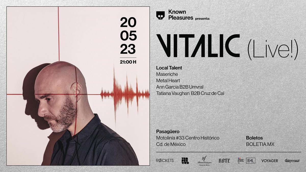 DannKalter's tweet photo. 🔥 *Vitalic (Live!) en México* / sábado 20 de mayo 2023

Pasaguero [Motolinía 33 Centro Histórico, CDMX]
Venta de boletos: https://t.co/lFF3euiqrn https://t.co/9JxFMfuHxr