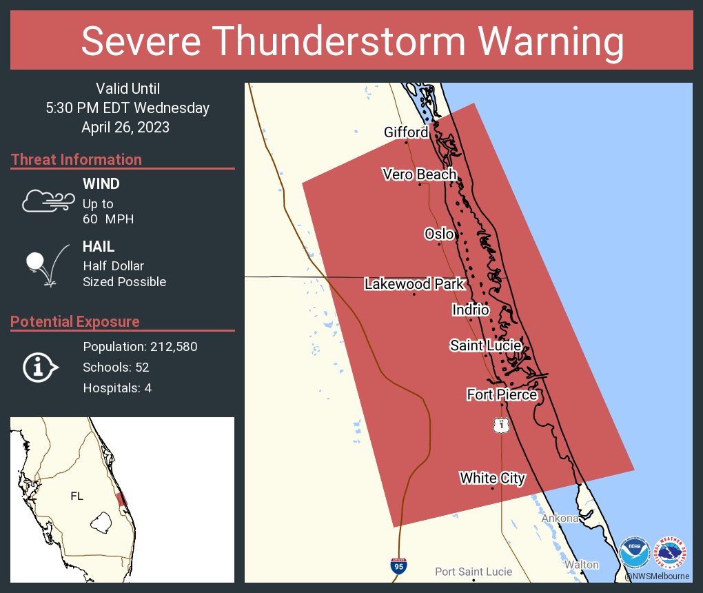 NWS Melbourne on Twitter "Severe Thunderstorm Warning including Fort