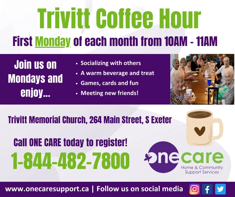 The majority of our clients are living alone, which is why we focus on providing programs that bring people together and provide social interaction. Client's can join us the first Monday of each month from 10-11AM for our Coffee Hour and enjoy a warm beverage and treat!