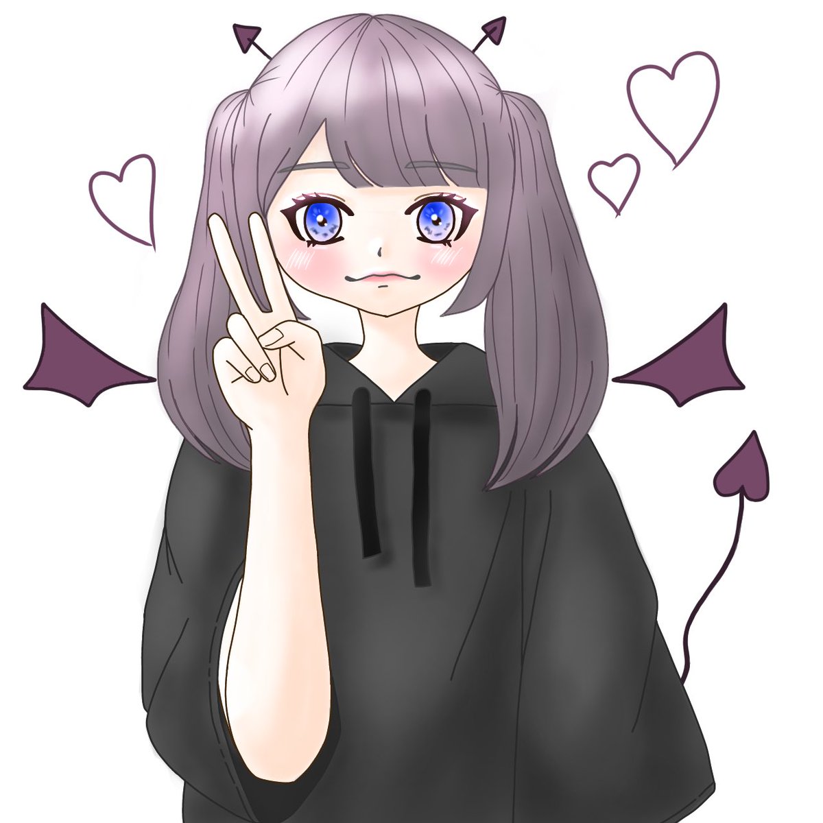 mikottton's tweet photo. 小悪魔な女の子描けた(⃔ *`꒳´ * )⃕↝💜
名前はまだない https://t.co/b0GeopmvuF