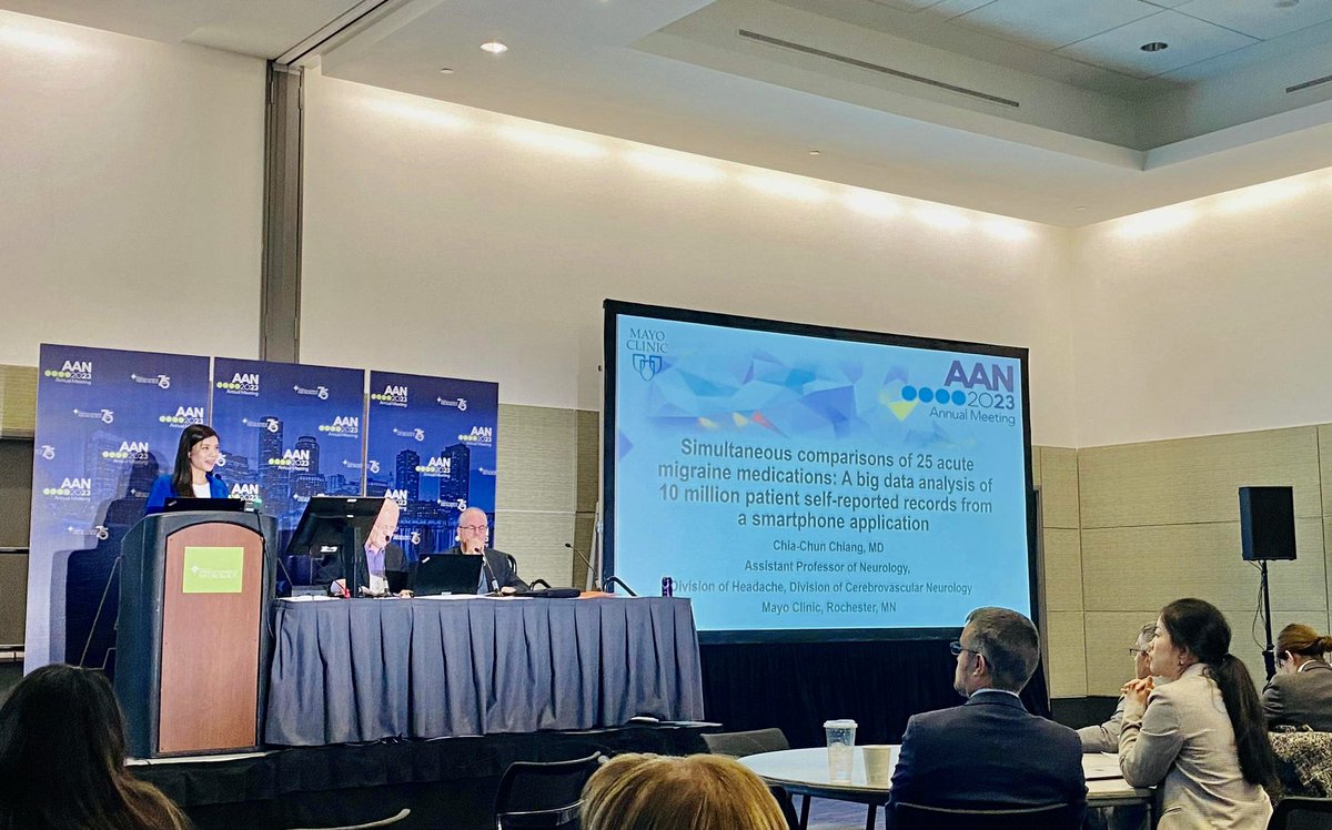 ChiaChunChiang's tweet photo. Honored and excited to present our big data analysis comparing the effectiveness of 25 acute #migraine medications, a collaboration with @MigraineBuddy @MayoClinicNeuro #AANAM2023 #AANAM https://t.co/HESL2DsKMU