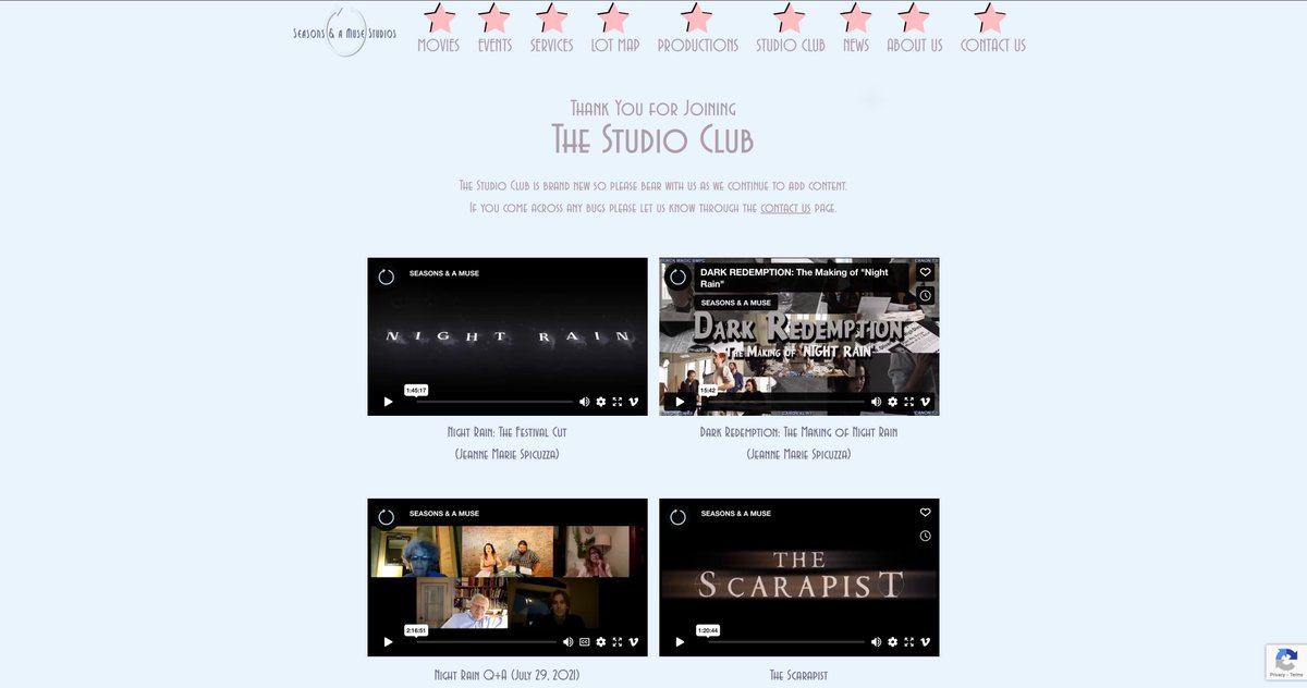 Thank you to our members! Your are dear to us! Enjoy the first of we hope many fully woman-owned membership streaming platforms, with exclusive content, special features and more! <a href="/SAAMstudios/">Seasons & a Muse</a> 📽 <a href="/sunkenrealm/">Sunken Realm Design</a>  📽 <a href="/JeanneSpicuzza/">Jeanne Marie Spicuzza</a> 📽 #thestudioclub