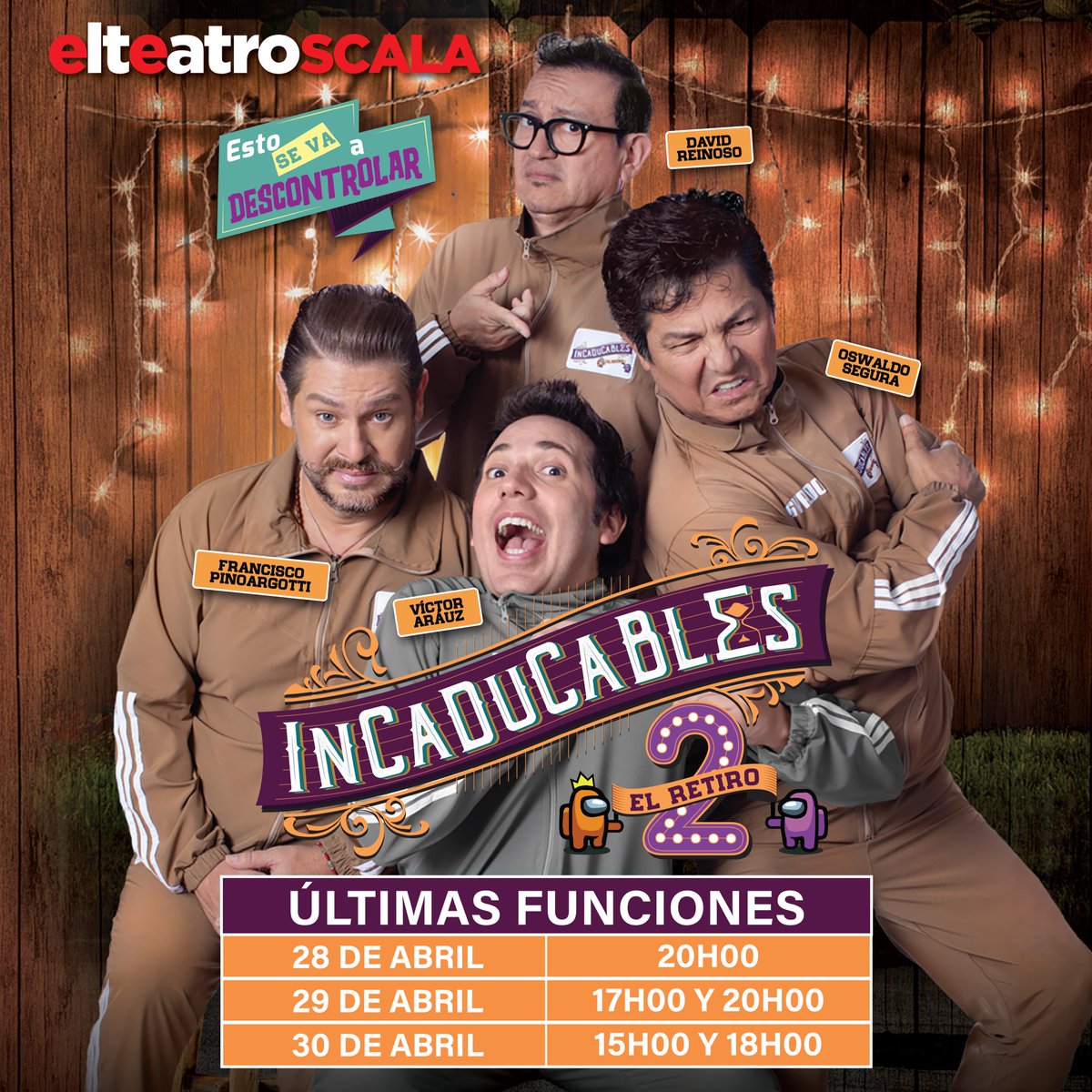 elteatroec's tweet photo. No te pierdas las últimas funciones de los genios del humor, "Los Incaducables". Ven a reír con su buen humor 😅 y picardía 😏. 

📍Entradas a la venta en ➡️ https://t.co/X2VodDmGIp, boletería de Scala, al (02) 6030342 y al 0995551854. #ElTeatroEC https://t.co/vZkV0Tu5kU
