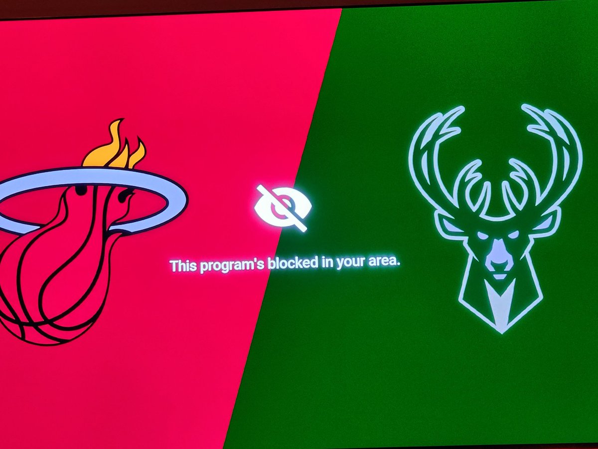 AmFamMorgan's tweet photo. @YouTubeTV .. I'm in Milwaukee area.. The Bucks are playing in a playoff game as I type this on NBAtv.. I get NBAtv but it's giving me this message.. Why can't I watch a playoff game? https://t.co/S8e8XSVGzk