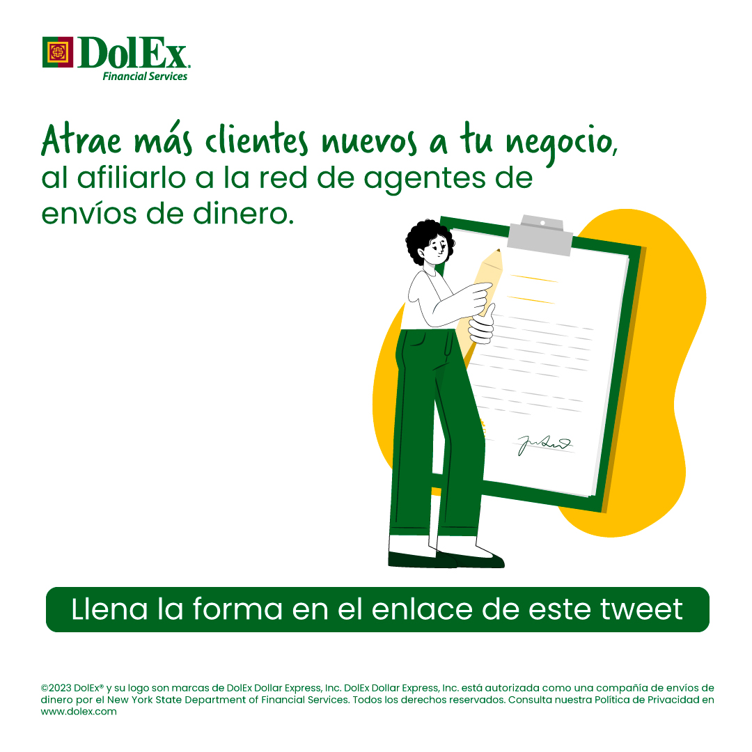 ¿Necesitas más tráfico en tu negocio? 🏪 Afilia tu establecimiento a la red de agentes de envíos de dinero con #DolEx y atrae clientes nuevos 🚀 solo llena la forma 👉🏽 bit.ly/DLXAgentUSA

#agentesdolex #envíosdedinero #latinosusa #juntoscrecemos #negocios #business