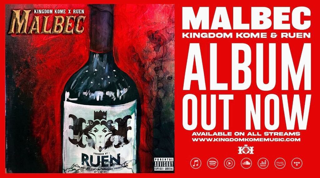 KingdomKome's tweet photo. #MalbecLP 🍷
out on all streaming platforms
@kingdomkome x @_ruen_
.
.
.
#kingdomkome #miamihiphop #malbec #realrap #boombap #undergroundrap #undergroundhiphop #boombaphiphop #hiphopculture #hiphopargentino #latinrap #hiphoplatino https://t.co/HX38jKxKr2 https://t.co/KAyE7RC57t