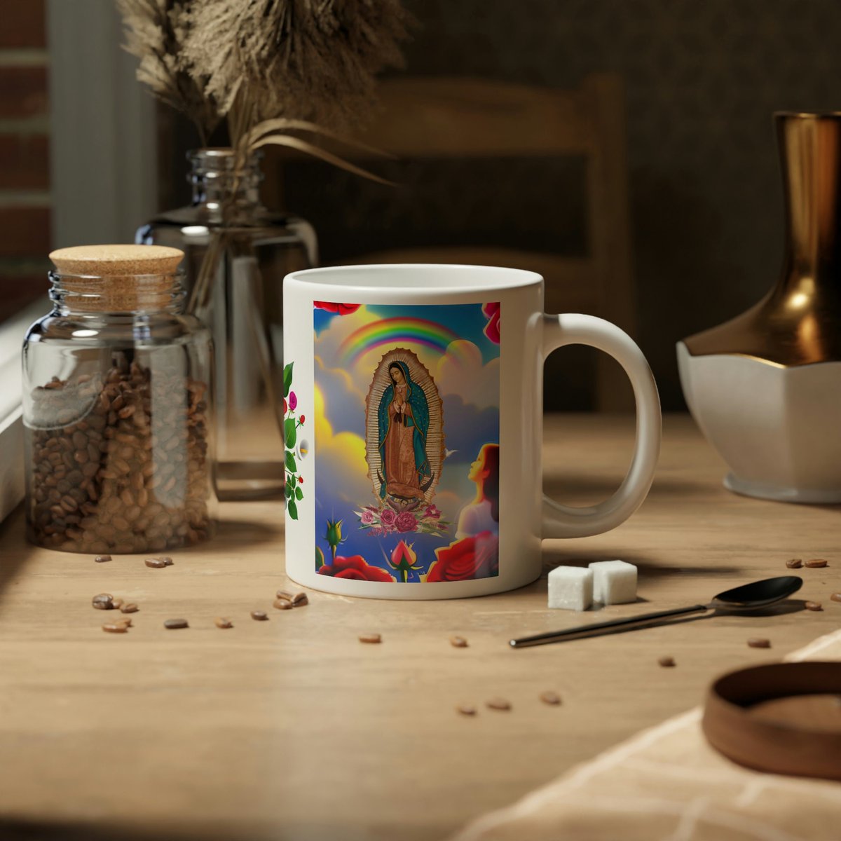 Excited to share the latest addition to my #etsy shop: Vibrant La Virgen de Guadalupe in Heaven Surrounded by a Rainbow Mug, Roses and Angel Mug, Jumbo Mug, 20oz, Catholic gifts etsy.me/3VbY6h0 #yes #ceramic #religiousmug #rainbowmug #rosesmug #angelmug #tazas
