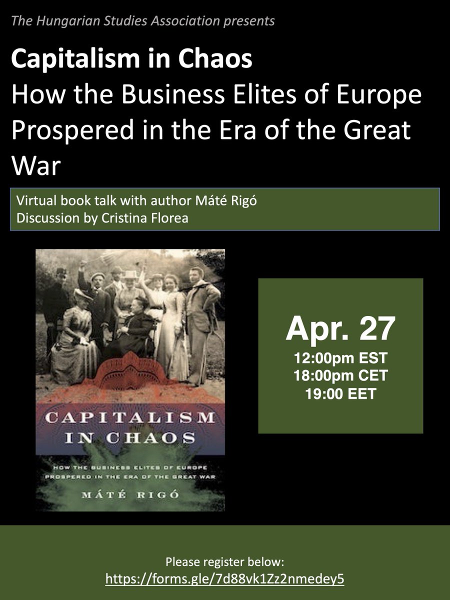 Join us tomorrow at 12pm EST for a discussion of Máté Rigó's Capitalism in Chaos with discussant Cristina Florea! Register here: docs.google.com/forms/d/e/1FAI…
