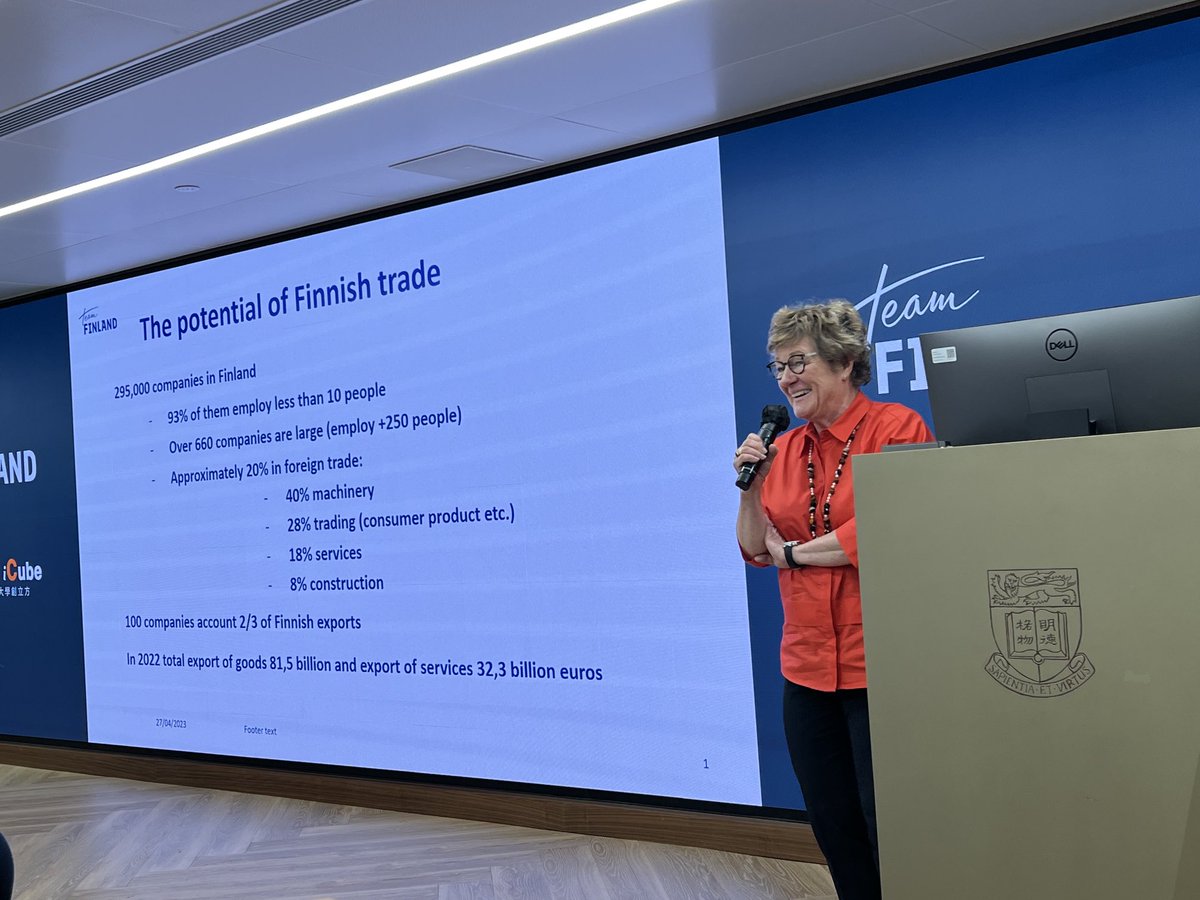 Finland and Finnish companies need more exposure to international trade, underlines ⁦under secretary of state Nina Vaskunlahti <a href="/vaskunlahti/">Nina Vaskunlahti</a>⁩ at ⁦<a href="/teamfinlandfi/">Team Finland</a>⁩ China meeting in #Hongkong.