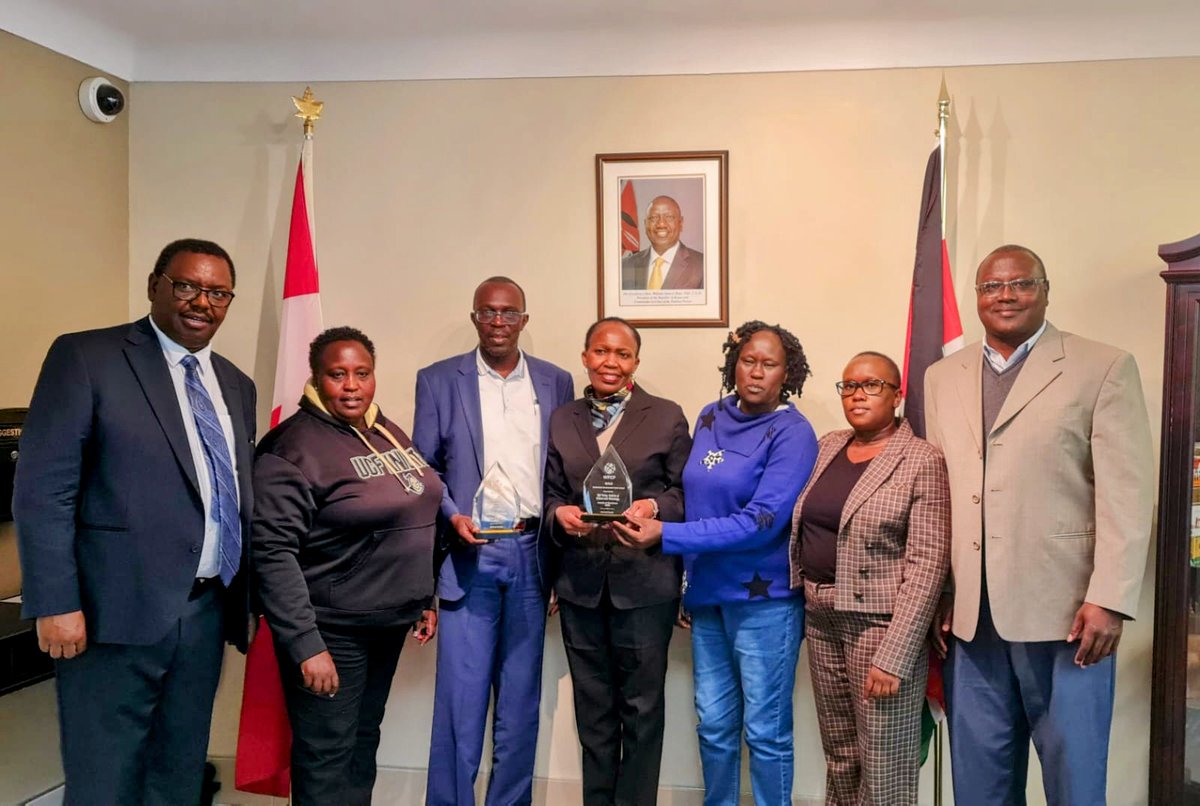 KenyaInCanada's tweet photo. The Principal and Representatives from Rift Valley Institute of Science and Technology earlier today paid a courtesy call to the High Commissioner following their successful participation at the just concluded #WorldCongress2023 @WFCPsecretariat in #Montreal🇨🇦.
@ForeignOfficeKE https://t.co/GgKP9wWin7
