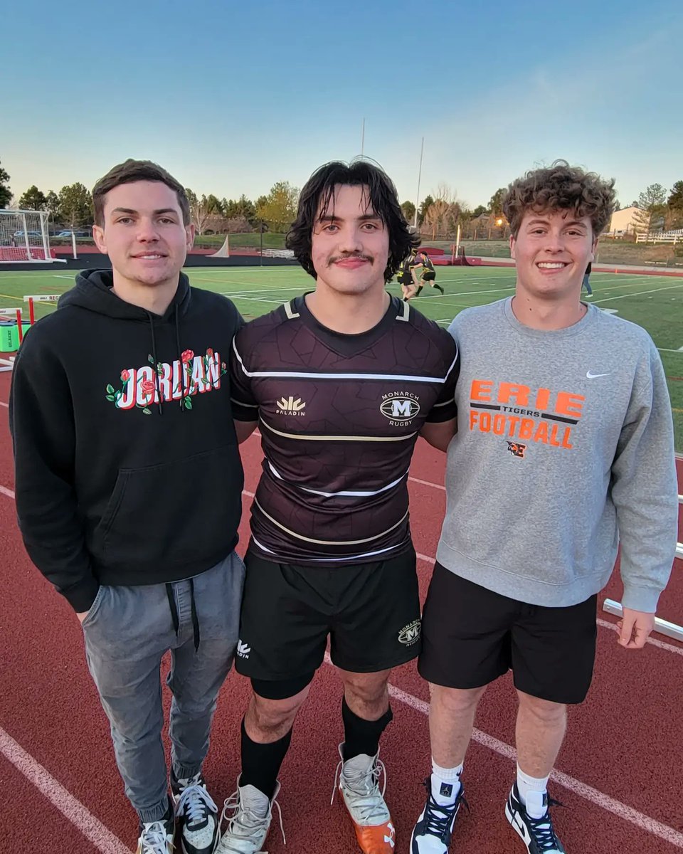 JulineGilmore's tweet photo. Logan just scored the winning Try against Regis in the last 10 seconds of the match! Monarch wins 19-18! They needed 8 yds and Logan punched it in! Onward to playoffs May 6th! Thanks to Tiger besties, Luke and Darryk, for coming!
#monarchrugby
@logangilmore77 
@ErieTigersFB https://t.co/zNZgcnKlYu