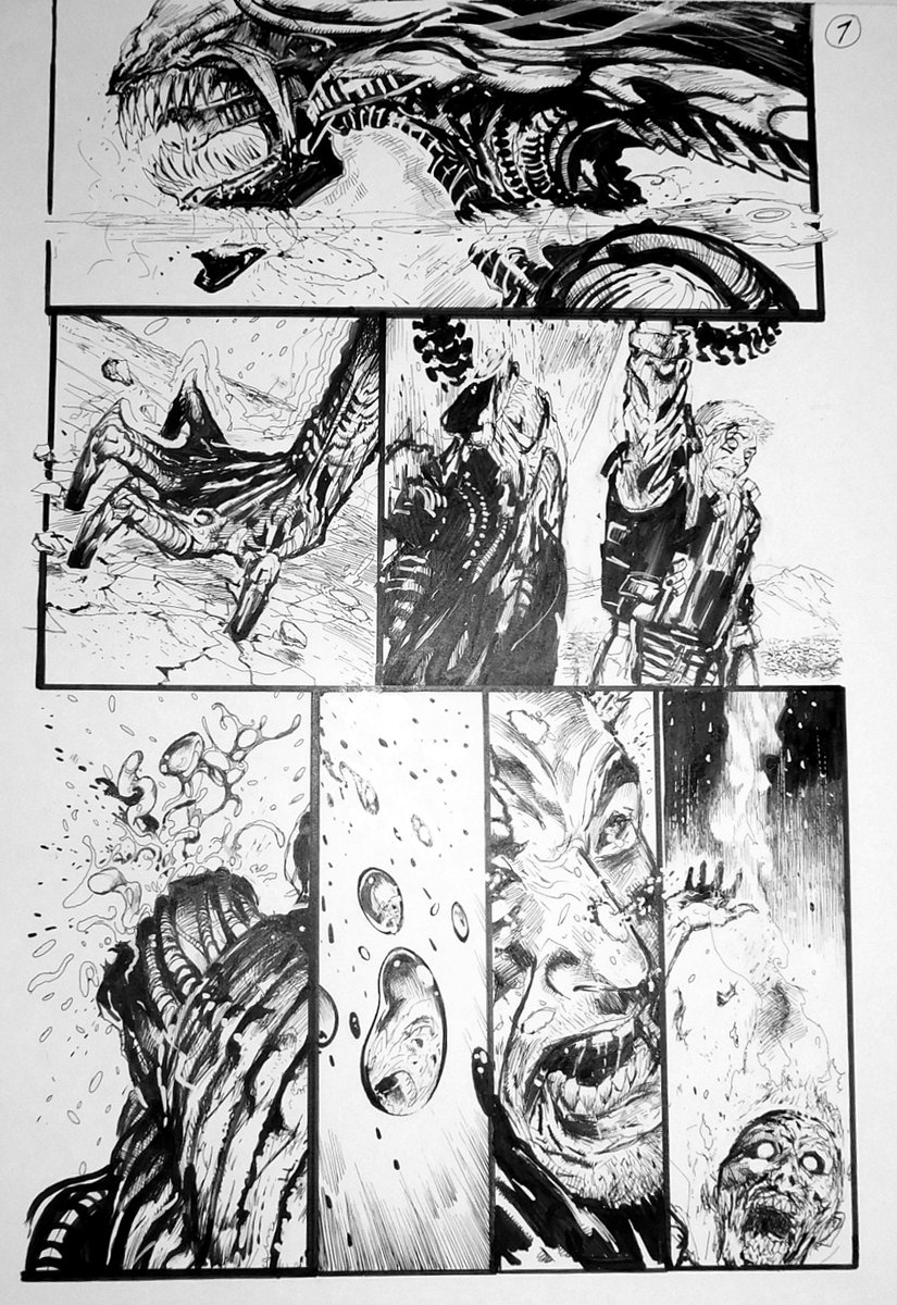 thanks to <a href="/milesgunter/">Miles Gunter</a> for the 'heads up' it's apparently 'alien' day today...  

way back in '97, writer darko macan &amp; myself had provided an 8 pager titled "45 seconds", for <a href="/DarkHorseComics/">Dark Horse Comics</a>  'aliens special' issue. here are a few b&amp;w photos of the originals-- pgs 5,6, &amp; 7.