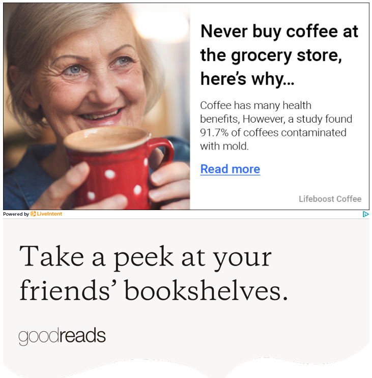 kidhack's tweet image. I keep deleting @goodreads emails thinking they're spam since the first 400px is a huge crappy ad. WTF are they thinking? The email itself is already an ad to revisit their site, last thing want is an ad in an ad.
