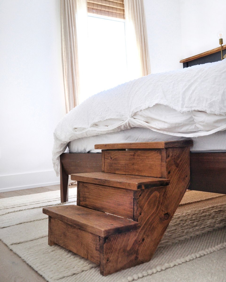 If you have a small dog, you’ll just get it! 
.
.
.
#SprucingUp #WoodStairs #DogStairs #BedroomIdeas #MasterBedroom #BedroomDecor #InteriorDecor #InteriorDesign #DesignInspo #DecorInspo #PetDecor #Pets #HousePet #Dogs #DreamBedroom #OttawaDesigner #HomeRenovation #HomeDecor #Ho