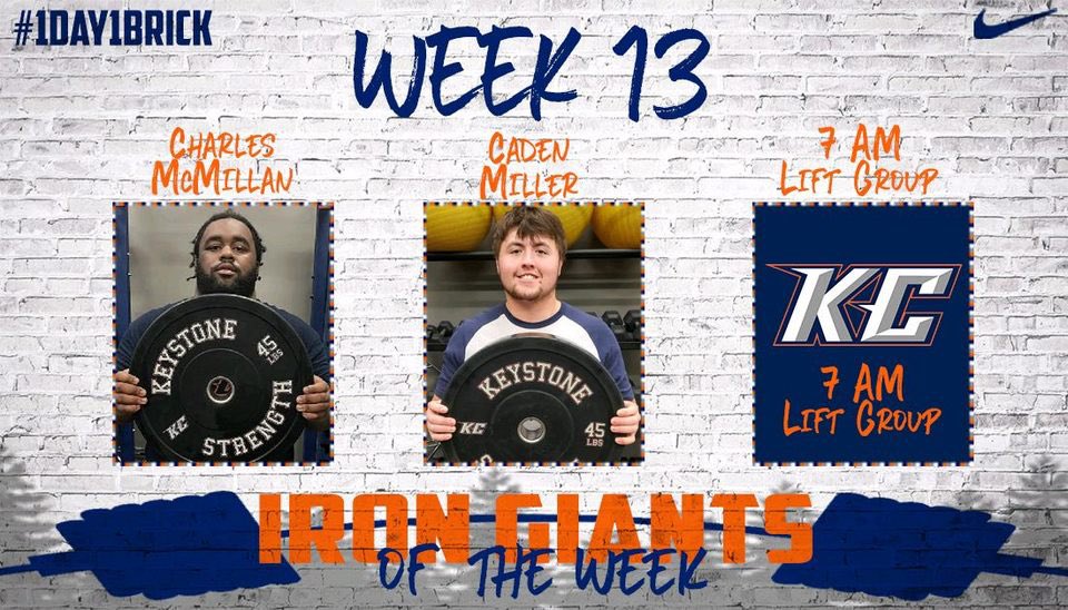 KeystoneFTBL's tweet photo. IRON GIANTs of the Week: DL Charles McMillan, QB Caden Miller, and the WHOLE 7 AM Group

The foundation continues to strengthen!
#1Day1Brick https://t.co/d7DerU9w2B