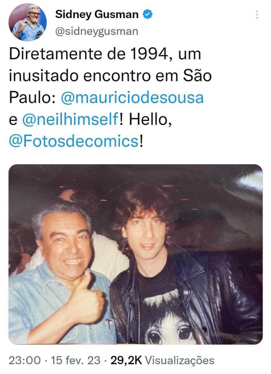 FendaGeek's tweet photo. Um verdadeiro encontro de titãs.

#neilgaiman #comics #hqs #mauriciodesouza https://t.co/uTzbs93j06