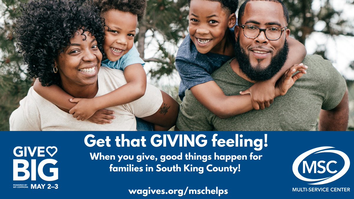 GiveBIG is here! What a GREAT feeling, knowing we can come together to support programs that provide families (and individuals) with the help they need. YOU can get that great feeling too. GiveBIG now at wagives.org/mschelps!
#GiveBIG #thatgivingfeeling