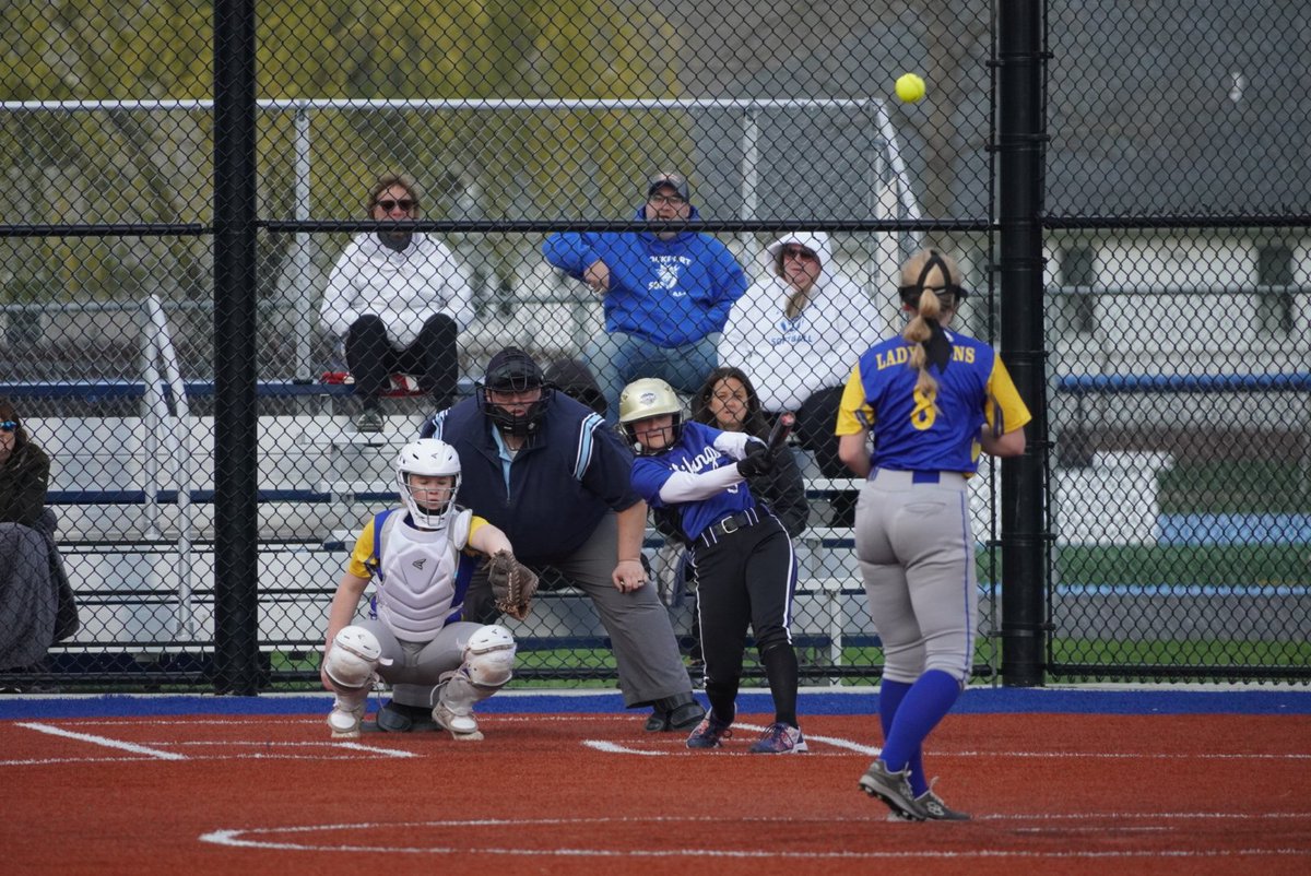 Addy Lewis hits another Vikings double to the fence to drive in a run. Grand Island leads Lockport 8-0 after their half of the third.
Photos by <a href="/LarrySidelines/">Larry Sidelines</a>