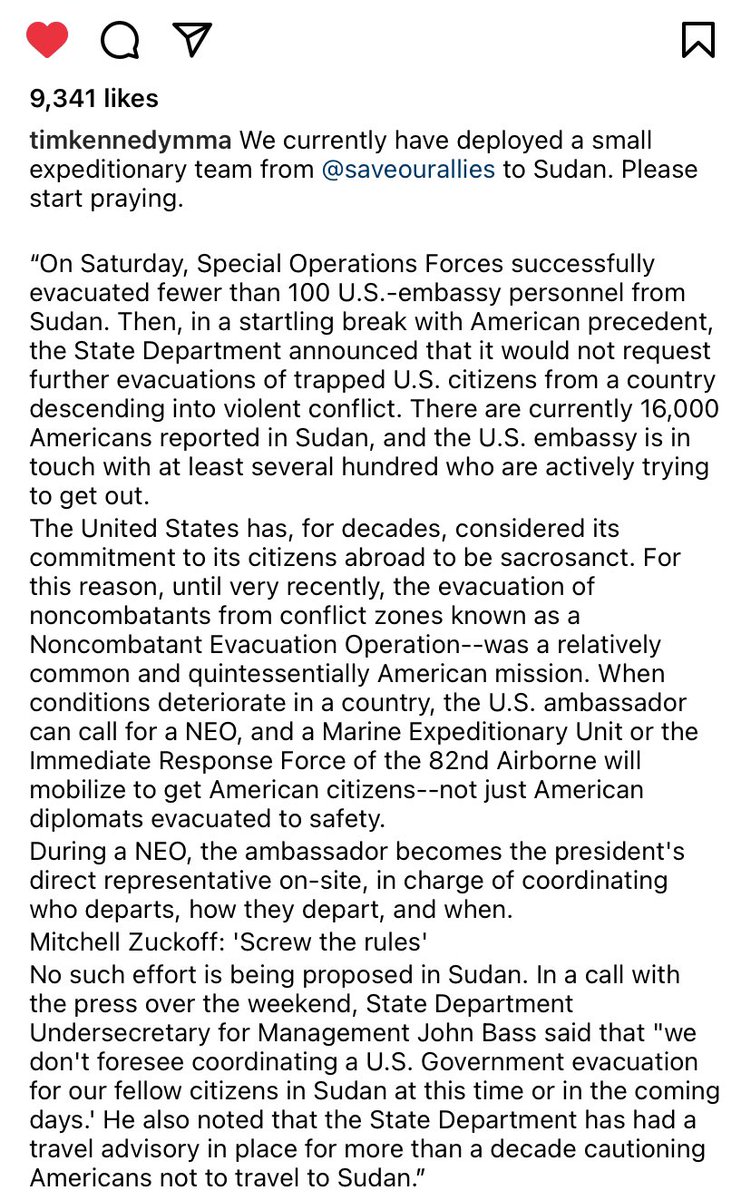 Sickening. #Sudan #sudan_update #saveourallies @TimKennedyMMA 

Non-profits are having to do the work of the military. Fucking sickening. 

16,000 AMERICANS are stranded in a country devolving into chaos. 

Evil.